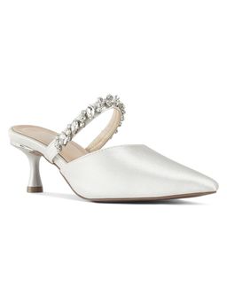 London Rag - Women Diamante Embellished Strap Silver Sandal Heels
