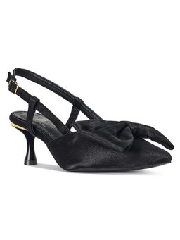London Rag - Women Bow Detail Slingback Black Sandal Heels