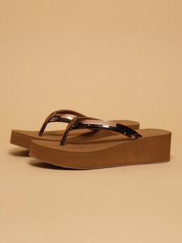 ERIDANI - Women Yana Copper Embellished Wedges Heels