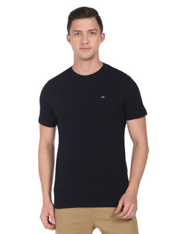 Arrow - Sports Men Navy Crew Neck Solid Cotton T-shirt
