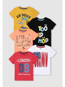 max - Boys Graphic Printed T-shirts - Multi-Color (Pack of 5)