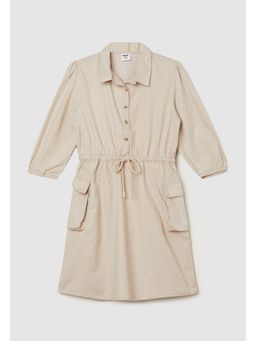max - Girls Solid Dress - Beige