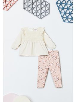 max - Girls Lace Leggings Set - Off White