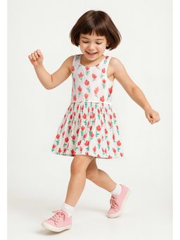 max - Girls Floral Printed Dress - Off White