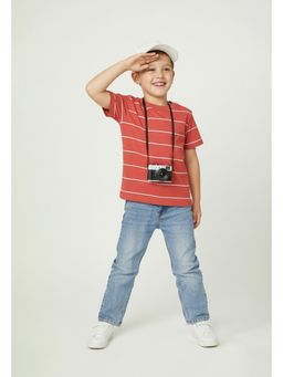 max - Boys Striped T-shirt - Orange