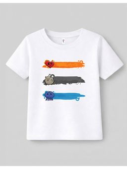 KAVEE - Pure Cotton Bio Washed Colored Lines Printed T-shirt - White