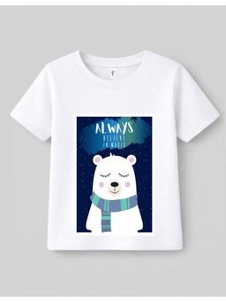 KAVEE - Pure Cotton Bio Washed Bear Printed T-shirt - White