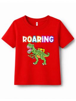 KAVEE - Pure Cotton Bio Washed Dinosaur Printed T-shirt - Red