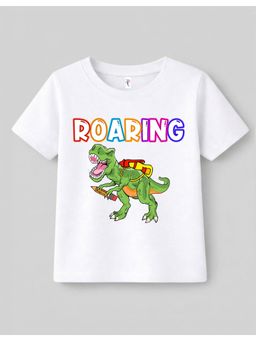 KAVEE - Pure Cotton Bio Washed Dinosaur Printed T-shirt - White