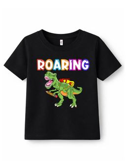 KAVEE - Pure Cotton Bio Washed Dinosaur Printed T-shirt - Black