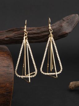 E2O - Gold Plated Pearl Crafted Contemporary Drop Earring