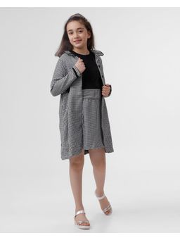 Kate & Oscar - Black Houndstooth Knee Dress and Jacket Set (Set of 2)