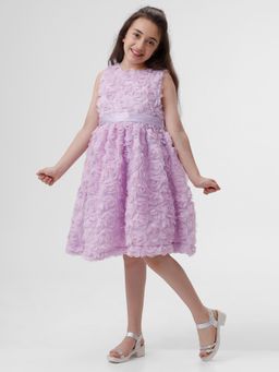 Kate & Oscar - Purple 3D Rose Knee Dress