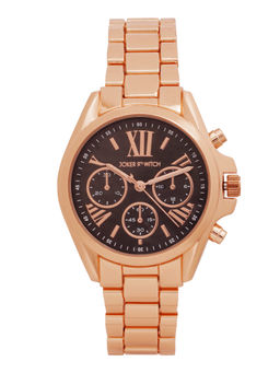 Joker and Witch - Joker & Witch Meghan Black Dial Rosegold Metallic Strap Watch