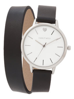 Joker and Witch - Joker & Witch Twelve O'Heart White Dial Black Wrapped Pu Strap