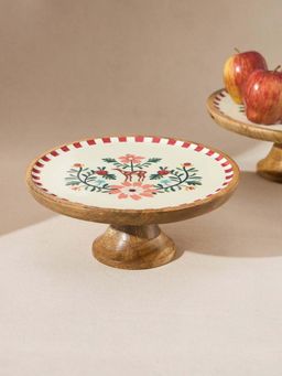 Chumbak - Hangul Wooden Cake Stand, 10" Dia Kashmir Trails