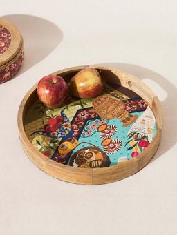 Chumbak - Kahwah Hour Wooden Serving Tray Kashmir Trails