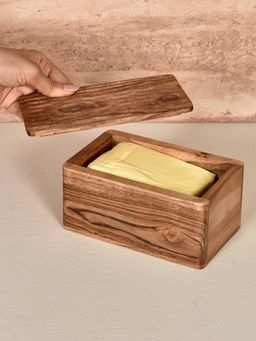 Living With Elan - Elan Dabbahs And Days Rectangular Wooden Butter Box, 500 Gm