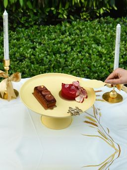 Living With Elan - Elan Royal Hive Cake Stand With Server Butter Yellow
