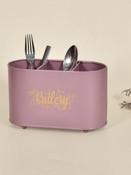 Living With Elan - Elan Gingham And Blooms Cutlery Holder With 3 Compartments (Mauve)