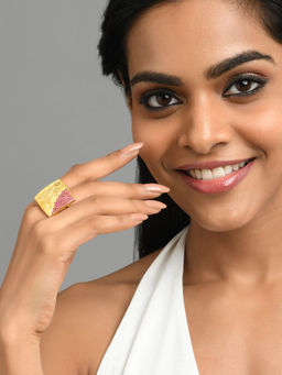 Fida - Wedding Ethnic Gold-Plated Meenakari Kundan Finger Ring for Women