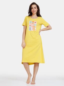 Zivame - Looney Tunes Knit Cotton Mid Length Nightdress - Bamboo Yellow