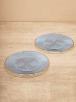 Pure Home + Living - Set of 2 Blue Radial Glass Dinner Plates