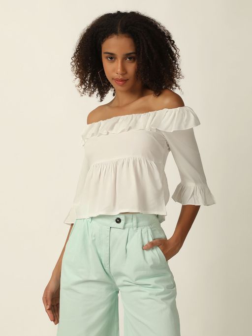 Buy White Off Shoulder Peplum Top Online