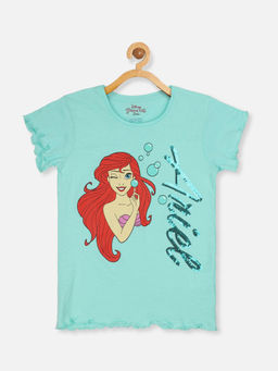 Kidsville - Disney Princess Featured T-Shirt for Kids Girls-Blue