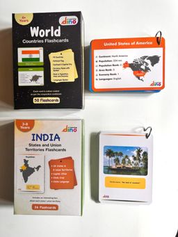 Learning dino - World Country Flags And India State And Capital Flashcards Combo For Kids
