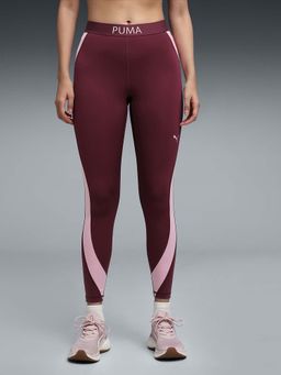 Puma - Strong Womens Maroon Colorblock High-Waisted Training Tights