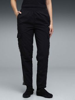 Puma - Womens Sport Black Solid Cargo Pocket Trackpant