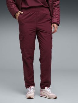 Puma - Womens Sport Maroon Solid Cargo Pocket Trackpant