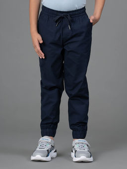 Red Tape - Boys Navy Blue Solid Cotton Spandex Joggers