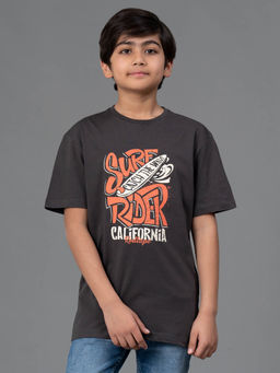 Red Tape - Unisex Space Grey Graphic Print Round Neck Cotton T-Shirt