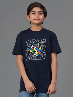 Red Tape - Unisex Navy Blue Graphic Print Round Neck Cotton T-Shirt