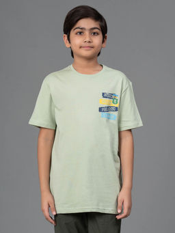 Red Tape - Unisex Light Green Graphic Print Round Neck Cotton T-Shirt