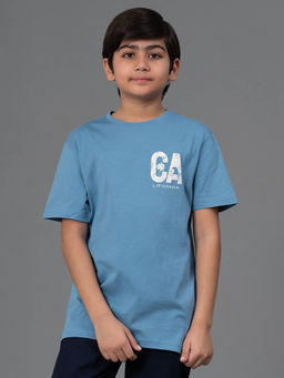 Red Tape - Unisex Steel Blue Graphic Print Round Neck Cotton T-Shirt