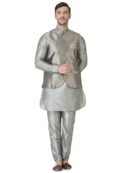 SG LEMAN - Dark Maroon Pathani Kurta for Men (Set of 2)