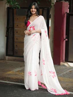 Ethnic Elements - Lotus Bloom Printed Mul Cotton Saree Without Blouse