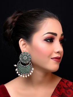 AG'S - Samisha Emerald Oxidised Chandbali