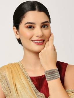 Fabula - Pack of 24 Gold, Silver and Rose Gold RimJhim Shimmer Bangle Pack for Women and Girls