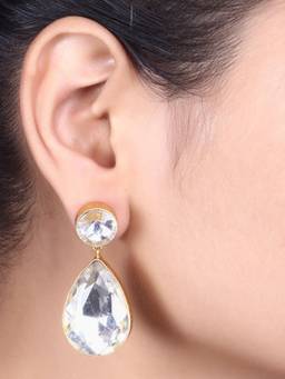 Fabula - Gold Tone Kundan Ethnic Drop Earrings