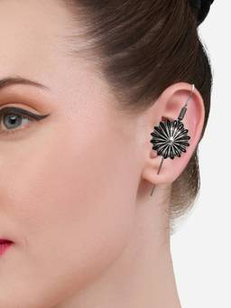 Fabula - Oxidised Silver Bugadi Ear Cuff Earrings Flower Shape