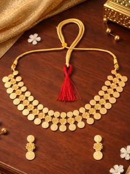 Fabula - Traditional Gold Laxmi Coin Kasumalai Style Temple Jewellery Set
