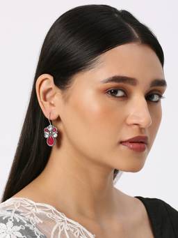 Fabula - Marron Silver Oxidised Ethnic Drop Earrings