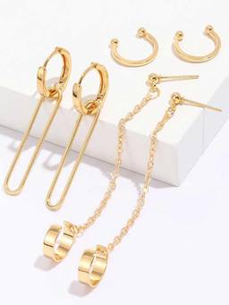 Fabula - Pack of 3 Pairs of Drop and Ear Cuff Earrings Delicate Design