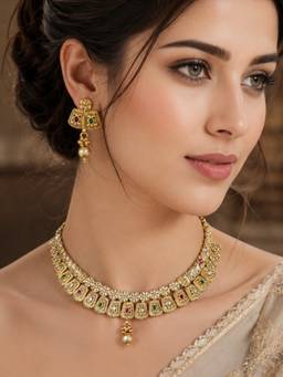 OOMPH - Matte Gold Ruby Red and Green Jewellery Set