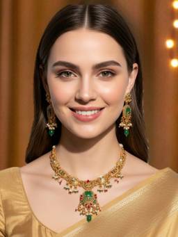 Fabula - Gold Kashmiri Heritage Rajwadi with Ghungroo Jewellery Set