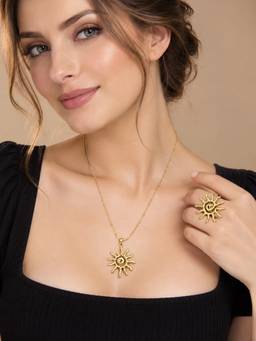 OOMPH - Gold Spiral Sun Shape Anti Tarnish Jewellery Set